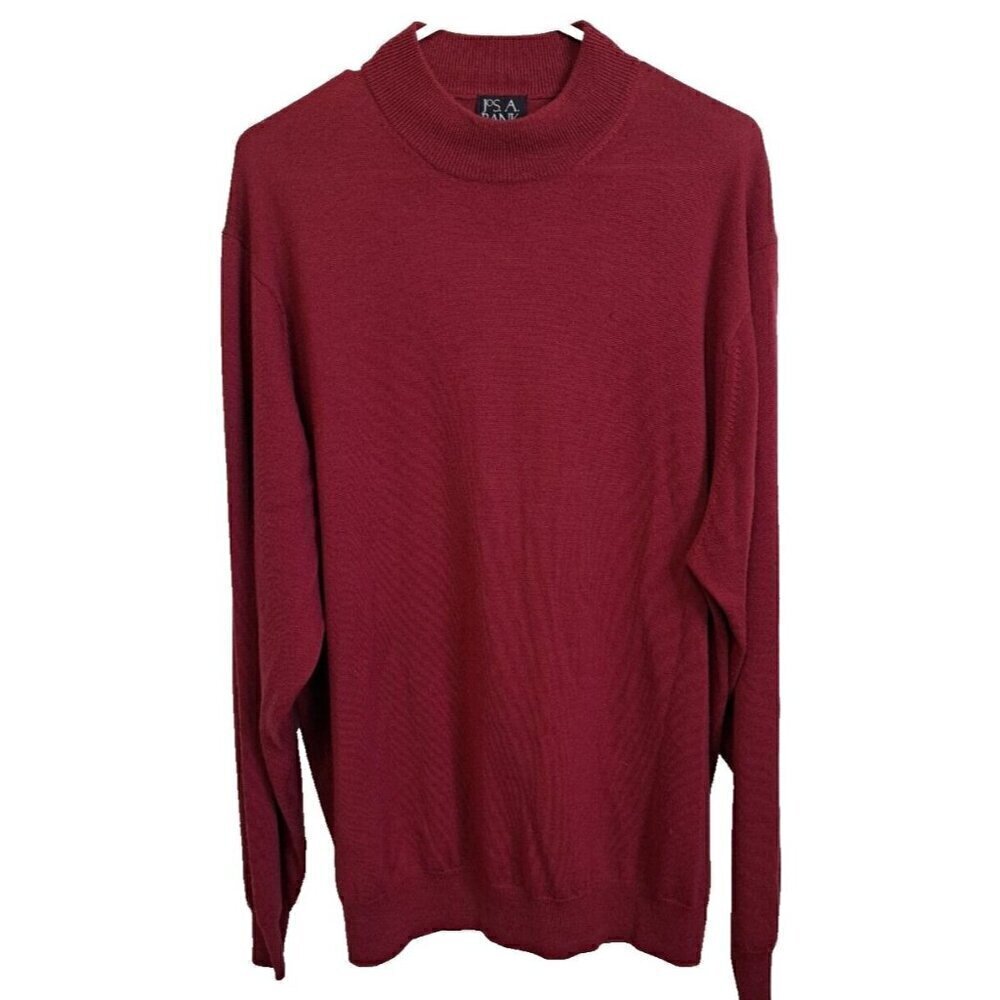 Jos. A. Bank Men's XL Red 100% Italian Merino Wool Mock Neck Long Sleeve Sweater